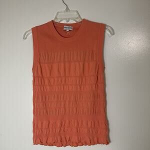 KENZO smocked knit pullover sweater vest peach coral size large